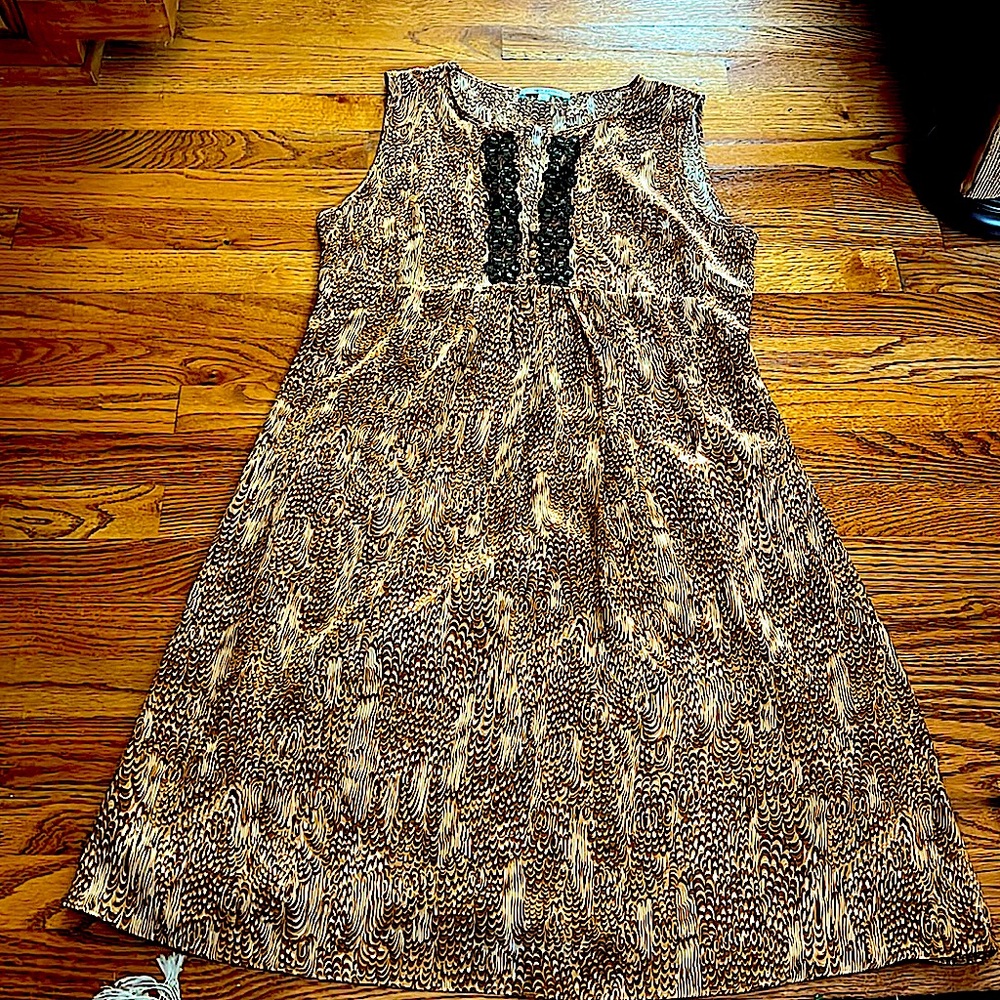 BethBowley Transitionaldress S12.100%silk beading.Cream/Amber.Perfect condition